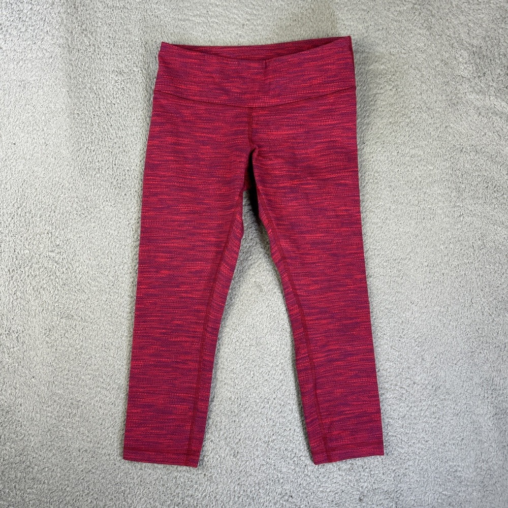 Lululemon Leggings Womens 4 Red Wunder Under Capri Crop Athleisure Workout‎ Gym
